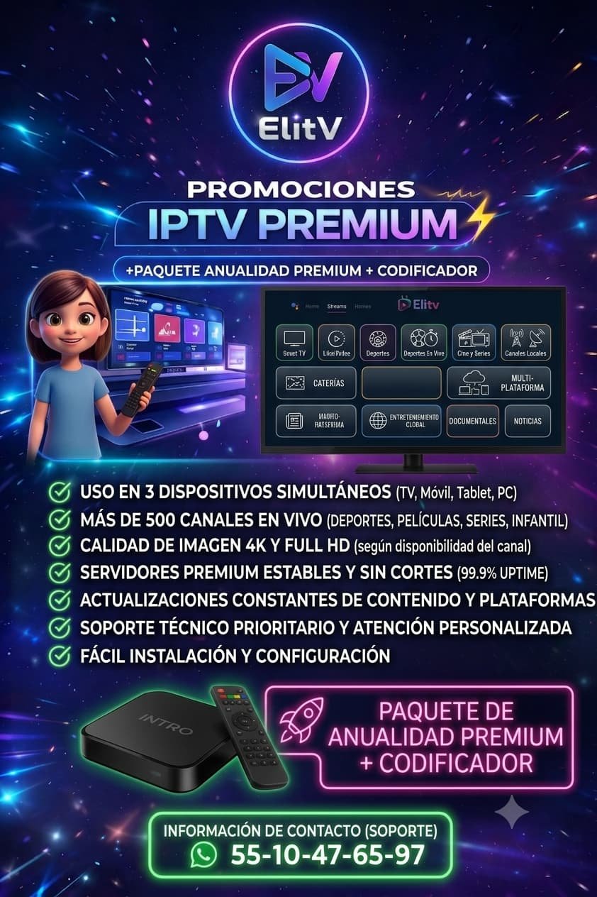 Combo TV Box Android configurado con suscripción IPTV ElitV